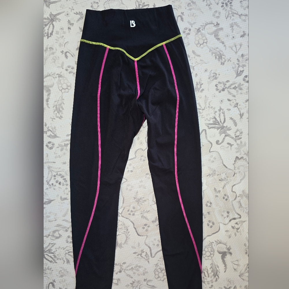 Black Leggings with Pink Trim